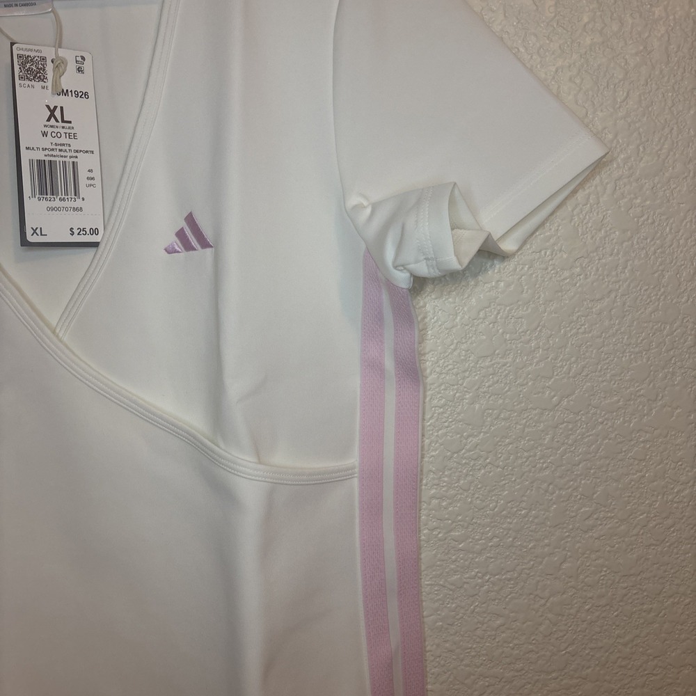 Adidas SEASONAL ESSENTIALS 3-STRIPES CROP TEE size XL women's - Picture 10 of 16